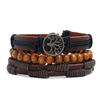 Pulseira de Couro Tecido Retro Europeu e Americano Transfronteiriço Árvore da Paz Pulseira de Liga Simples Árvore da Vida Masculina