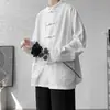 Camisa de Lino Traje Tang Estilo Chino para Hombre Ropa de Hombre República de China Traje Zhongshan Traje Han Nuevo Estilo Chino Traje de Té Camisa Larga Chaqueta Mandarín Abrigo