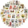 50 hojas Retro Planta Floral Mariposa Pájaros Sellos Cuaderno Patineta Vaso para Agua Equipaje Graffiti Pegatinas Decorativas