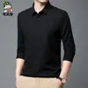 Suéter Fino de Solapa Gofrada para Primavera y Otoño Nueva Camisa de Manga Larga de Negocios Camiseta para Hombre Moda Casual Holgada