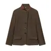 Novedades de Moda Transfronteriza Europea y Americana para Mujer: Mezcla de Blazer Cruzado de Lana Ajustado