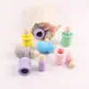 Atacado personalizado de fábrica material didático de arte graffiti brinquedos infantis de madeira de lótus DIY enfeites de artesanato sacos de algodão