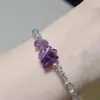 Nuevo Pulsera de Cristal Natural Mixto de Piedra Irregular Más Vendida de Amazon para Mujeres, Pulsera Hecha a Mano de Cuarzo Rosa