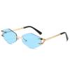 Gafas de sol de personalidad transfronteriza nuevas sin montura con diamantes, mismo estilo que las famosas de Internet, gafas con montura de metal, moda de playa, gafas de sol transparentes
