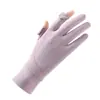 Luvas de Proteção Solar para Mulheres, Novo Estilo de Verão, Malha de Seda Gelada, Respiráveis, Antiderrapantes, Luvas de Dirigir com Tampa Flip-Top, Luvas Anti-UV