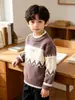 Suéteres para Niños, Prendas de Punto de Cuello Alto Medio Nuevas para Otoño e Invierno para Niños, Suéteres de Punto Cálidos Fair Isle para Niños