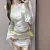 Traje de Baño Bikini Dulce Sexy Bikini para Mujer de Cuatro Piezas Sexy Lujuria Pura Resort Traje de Baño Encubierto de Manga Larga