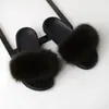 Sapatos de Pelo de Raposa Real Europeus e Americanos para Comércio Exterior Femininos Verão Pelo de Pele Chinelos Sandálias Baixas Pelo de Guaxinim