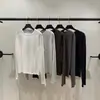 FEVEREIRO.11 Dongdaemun, Coreia do Sul2026 Outono/Inverno Estilosa Gola Redonda Patchwork Emagrecedora Cintura Pequena Manga Longa Camiseta
