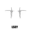 Aretes Originales de Plata de Ley con Estrella de Cuatro Puntas, Estilo Minimalista S925, Joyería de Plata Versátil Simple de Gama Alta para Mujer al por Mayor