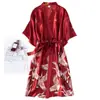Vestido de Madrinha roupão matinal longo roupão matinal emocional feminino noiva madrinha seda festa pijama roupa presente de mão alça