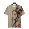 Camiseta para Hombre Japonesa Camiseta con Patrón Mecánico Manga Corta Camiseta Estampada Ropa para Hombre de Exterior Top