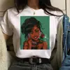 Camiseta Nueva para Mujer Estilo Europeo y Americano 2025 con Estampado de Pluma, Mariposa y Zorro, Manga Corta, Cuello Redondo, Corte Holgado, Envío Directo Disponible