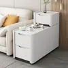 Gabinete Lateral de Madera Maciza para Sofá de Piso con un Toque de Lujo Ligero y Gama Alta, Mesa Lateral Pequeña y Estrecha, Simple y Moderna para la Sala de Estar