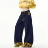 Pantalones Casuales de Cuadros de Contraste Otoñales con Puño para Mujer Estilo Americano Perezoso y Relajado Gorditas Pierna Recta Ancha Largos