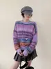 Suéter Pulóver de Cuello Redondo con Rayas Degradadas Estilo Fair Isle para Mujer 2026 Nuevo Diseño de Principios de Otoño Top Brillante de Punto