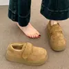 Sapatos Birkenstock Plataforma de Solado Grosso para Mulheres Sapatos Quentes de Algodão com Forro de Lã para Mulheres 2025 Novas Botas de Neve de Inverno Mocassins Slip-On