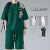 Traje de camiseta de manga corta transpirable y cómodo de Hong Kong, nuevo para el verano de 2024, traje de pantalones deportivos casuales para hombre