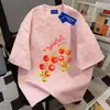 Camiseta de Manga Corta Tie-Dye de Algodón 100% con Diseño de Marca de Moda para Hombres y Mujeres Verano Ins Versátil Holgada Cuello Redondo Top para Pareja