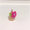 Anillo de Flor Tejido de Lana Hecho a Mano Transfronterizo de Amazon Anillo Lindo Corazón de Chica de Primavera Accesorios Versátiles de Color Contrastante