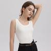 Regata Feminina Alça Base Sling Interno Esportiva Branca Sem Mangas Ajustada Cor Sólida Primavera e Verão Verão Feminino Roupa Externa Respirável