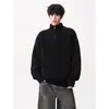 Suéter de media cremallera para hombre estilo coreano holgado con solapa simple punto ins de alta gama color sólido jersey