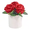 Ornamentos de Rosa em Vaso Presentes de Feriado Dia dos Namorados Luxo Acessível Decoração de Casa Flores Artificiais Flores Secas Buquê Rosas Artificiais