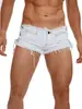 1616 # Nuevo Estilo Sexy para Hombre, Shorts de Mezclilla Ajustados, Cintura Baja, Ultra Cortos, Ropa Falsa para Mujer, Abertura Lateral Hueca