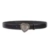 2026 Nueva Hebilla de Presión de Metal en Forma de Corazón Cinturón Versátil Simple Retro para Mujer Cinturón Decorativo para Jeans Moderno
