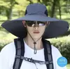 Chapéu de Sol Masculino de Verão para Montanhismo ao Ar Livre Pesca com Aba Larga Proteção Facial Proteção UV Pescador