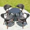 Silla de Comedor para Exteriores, Taburete para Patio, Silla Individual, Silla de Jardín de Ratán para Exteriores de Ocio, Silla para Balcón de Cafetería y Tienda de Té con Leche