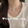 Blogger de Corea del Sur con joyería de plata Plata de ley S925 corte aguamarina collar de cristal transparente apilado de alta gama