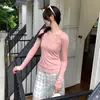 Menina Quente Doce Rosa Camisa Colete Camada Externa Fina Feminino 2025 Novo Slim Gola V Manga Longa Conjunto de Duas Peças