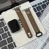Correa de RelojAdecuada para Apple S12Iwatch Band S10987Se Patrón Cruzado Cuero Crazy Horse Doble Hebilla Pulsera Vintage