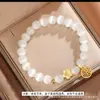 Pulseira de Pedra Olho de Gato Branca, Pulseira de Anel Liso, Pulseira de Pedra da Lua, Pulseira de Cristal Feminina, Mercadoria Versátil para Estudantes