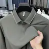 Camiseta de Manga Larga con Cuello de Solapa para Hombre de Alta Calidad, Casual de Negocios para Edad Media, Nuevo Estilo 2025, Ropa Versátil para Papá