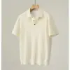 Camisa Polo de Punto de Color Sólido Estilo Old Money para Hombre, Modelo Verano 2026, Cuello Campana, Camiseta Ligeramente Madura de Manga Corta para Negocios, Ropa para Hombre para el Trayecto al Trabajo