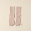 Meias de cinco dedos meias de cano médio sola massageadora algodão para primavera e verão respiráveis que absorvem o suor dedos separados meias femininas meias longas femininas para outono e inverno