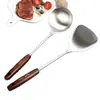 Acero Inoxidable Mango de Madera Antigua Pala para Saltear Cuchara Cuchara para Sopa Pala Cuchara Utensilios de Cocina Especiales para Chef