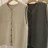 ¡Ligero y elegante! Chaleco cárdigan de punto sin mangas con cuello redondo en capas 100% lana pura prenda exterior