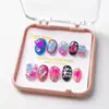 Piezas de Manicura Ovaladas Cortas Portátiles Hechas Completamente a Mano, Multicolor Extraíbles Corazón de Brillo Puro Blanqueamiento Estilo de Alta Gama 10 Piezas