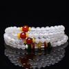 Pulsera Budista de Oración de Ágata Natural de 108 Cuentas Multi-Círculo, Pulsera de Cuentas de Oración de Calcedonia Arena Dorada Mantra de Seis Caracteres Tres Círculos Cuatro Círculos