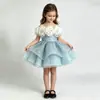 Vestido floral de lentejuelas 3D para niña, falda tutú de princesa para niños, vestido de anfitriona de cumpleaños, vestido de actuación en escenario