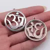 32x 36mm 4G plata antigua accesorios para joyería hechos a mano DIY colgante popular europeo y americano con símbolo OM redondo