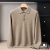 Nuevo Suéter 100% Cachemir Puro para Hombre Cuello Polo Cuello Camisa Prenda Interior Holgado Negocio Suéter Tejido Talla Grande