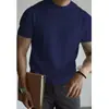 Suéter de Color Sólido Delgado para Hombre 2024 Cuello Redondo Pareja Casual Más Fácil de Combinar Nueva Camisa Básica Suéter de Manga Corta