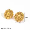 Pendientes de flor de cuentas redondas de acero de titanio estilo corte europeo y americano no se decoloran nicho femenino moda de alta gama pendientes de acero inoxidable