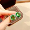 Aretes, Anillos, Conjuntos de Diamantes Verdes, Collares Colgantes con Diamantes Incrustados de Esmeralda para Mujer, Cobre Rectangular de Alto Carbono Color Verde Manzana