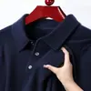 Suéter de malha outonal transfronteiriço com gola de pele sintética, mangas compridas, cor sólida, adequado para homens de meia-idade, estilo casual e simples, perfeito como segunda pele.
