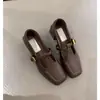Versão em estoque~Sapatos Mary Jane elegantes de salto alto com bico quadrado vintage, com recorte discreto, fivela de tira única, salto grosso, adequados para o trabalho, sapatos femininos de salto alto